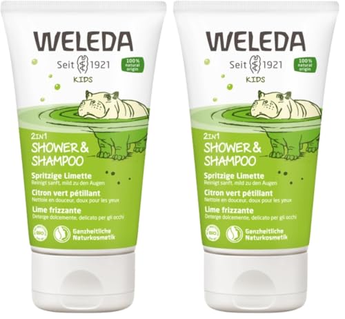 WELEDA Bio Kids 2in1 Shower & Shampoo Spritzige Limette, Naturkosmetik Duschgel und Bodylotion zur schonenden Reinigung von Haut und Haar, geeignet für Kinder ab drei Jahren (1 x 150 ml)
