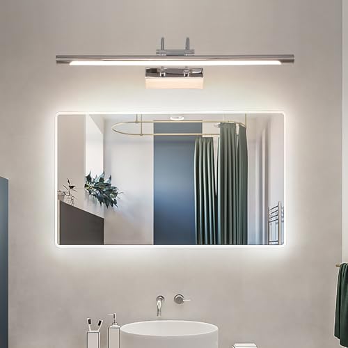 LED Espejo Baño de 55cm con Apliques de Pared Giratorio 180° y Luz Neutra Plateada