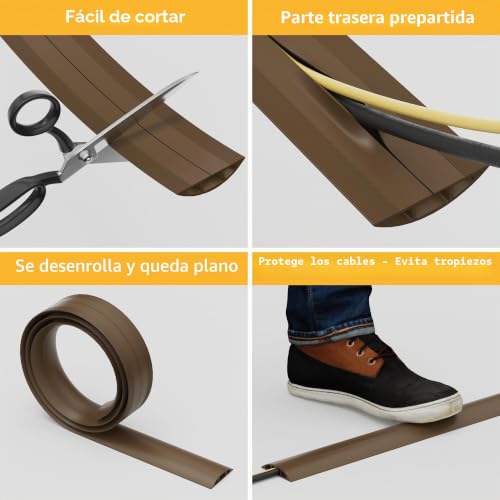 Protector de cables para suelo D-Line CC-3 marrón de 4,5m con cavidad de 60 mm 3