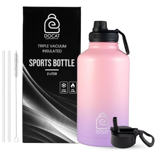 Image of DOCAT Water Bottle 1 Litre, Stainless Steel Sipper Water Bottle, Leak Proof Lid, Rust Proof, 24 Hours Hot and Cold Thermosteel Vacuum Insulated Water Bottle for Travel, Home, Gym, Office