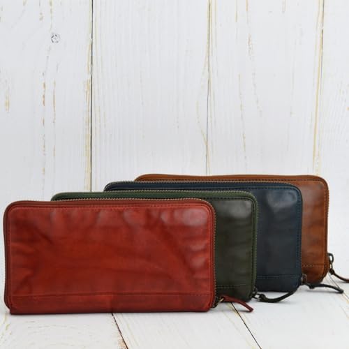 Genuine Italian Leather Wallet for Women with Zipper, Summer Wallets for Women, Vegetable Tanned Leather, Made In Italy (Forest Green)3