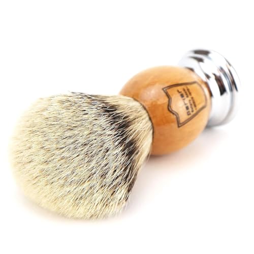 Image of Parker 100% Silvertip Badger Shaving Brush - Olivewood Handle, Long‑Loft 22 mm Knot with Resin Stand - Super Soft Bristles for a Rich Lather for all Skin Types