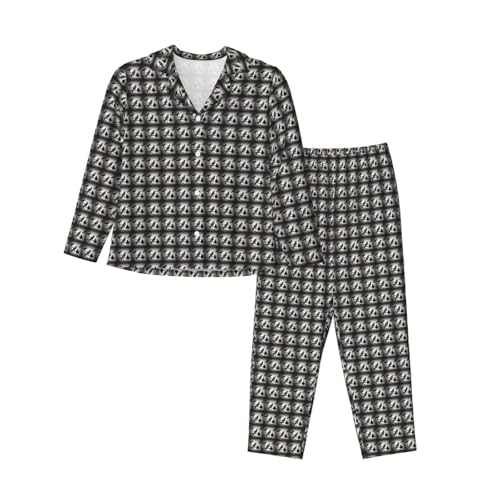 Pyjama femme manches longues vêtement de nuit confortable ensemble 2 pièces noir
