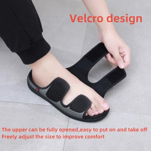 Image of Extra Wide Diabetic Foot Shoes,Unisex for Swollen Feet,Adjustable Slippers,Men's Diabetic Sandals for Obesity,Hallux Valgus,Plantar Fasciitis,Arthritis,Khaki