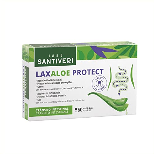 SANTIVERI – LaxAloe Protect   60 cápsulas cáscara sagrada y sen, que ayudan a mantener la regularidad intestinal