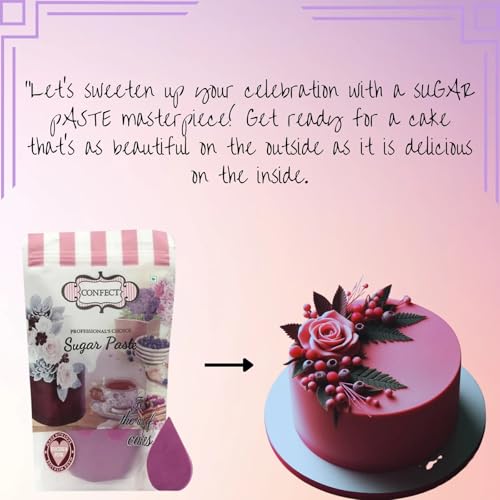 Image of Confect Fuchsia Pink Sugar Paste | Edible Sugar Paste | Fondant for Cake Decoration | Chef's Choice for Cake Decorating | Vegan, Gluten-Free, Nut-Free, Palm Oil-Free- 1 KG