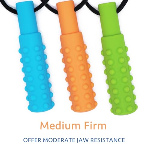 Image of Sensory Chew Necklace (3 Pack) - Sensory Oral Motor Aids Teether Toys for Autism, ADHD, Baby Nursing or Special Needs- Chewing Biting Fidgeting for Kids Adult Chewers (Standard Firm)