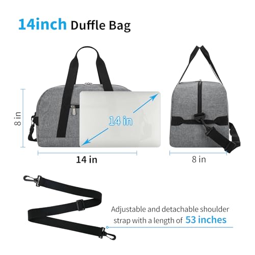 Image of Apenze Small Gym Bag 14 inch lightweight Carry On Mini Duffel Bag for Travel Sport - light Grey