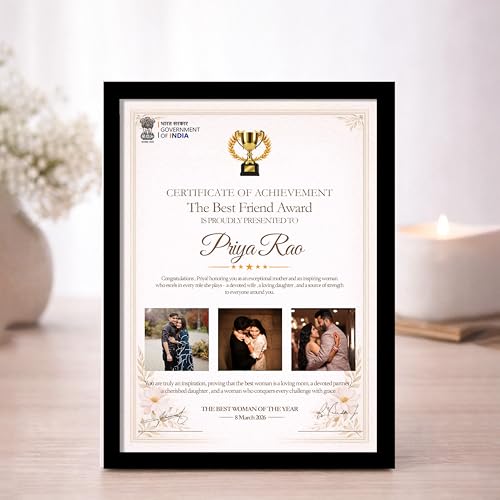 Image of Customized Photo Frame Wall Decor Award, Certificate Gift For Wife Mother Sister Girlfriend and Friend, Personalized Women's Day and Mothers Day Photo Frame Gift For Home Living room Bedroom 23x32 cm