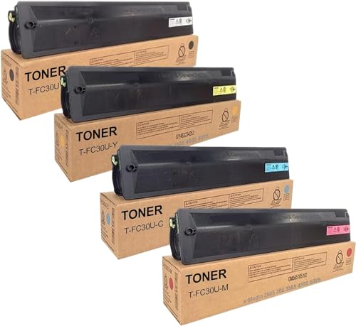 Image of T-FC30U T-FC30U-K T-FC30U-C T-FC30U-M T-FC30U-Y Toner Cartridge TFC30U Toner Replacement for Toshiba E Studio 2050C 2051C 2550C 2551C Printer(Magenta,Black,Yellow,Cyan)