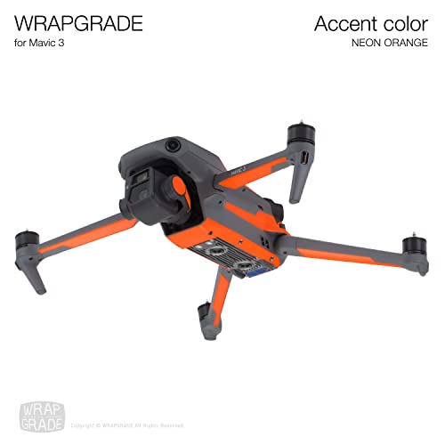 Image of WRAPGRADE Partial Skin Stickers for DJI Mavic 3 / Mavic 3 Classic Accent Color (NEON ORANGE)