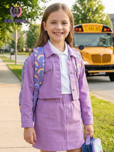 Image of WELAKEN Denim Skirt Sets for Girls Kids & Teen (Jean Jacket + Mini Skirts) II Girl's Clothing Sets