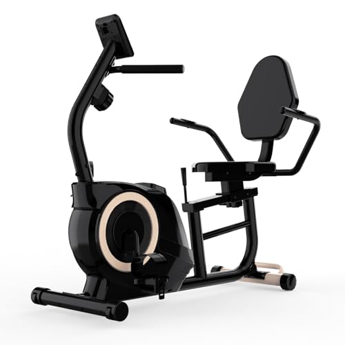 Recumbent Exercise Bike for Home Use, Quiet Recumbent Stationary Bikes for Adults & Seniors, 16-Level Resistance, Adjustable Seat, Supports 400LB, Pulse Sensors & LCD Display