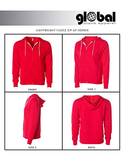 Global Blank Men’s Slim Fit Hoodie for Men and Women Lightweight Zip Up Hooded Sweatshirts2