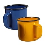 IMIKEYA 2 Stück Retro Small Wine Cups aus Kreativem Eisen Hitzeisoliert mit Breiter Öffnung Geeignet für Wein Tee Kaffee und Getränke Stilvolle Bar Restaurant tischware in Gelb und Blau
