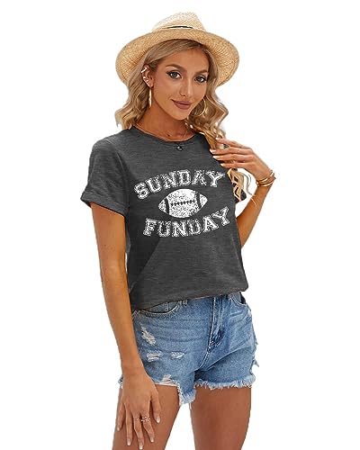Football Shirts for Women Game Day T-Shirts Sunday Funday Tops Casual Sports Season Short Sleeve Shirt2