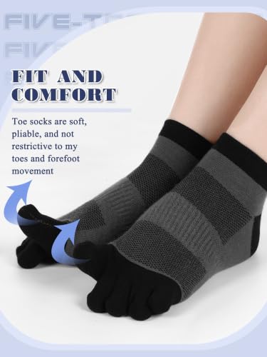 Image of Fourluoo 6 Pairs Women Cotton Athletic Toe Socks