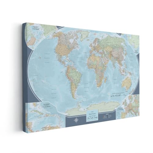 Image of Signature World Push Pin Map - Personalized Gallery Wrapped Canvas - Travel Wall Decor - Gallery Wrap - 24 inch x 36 inch