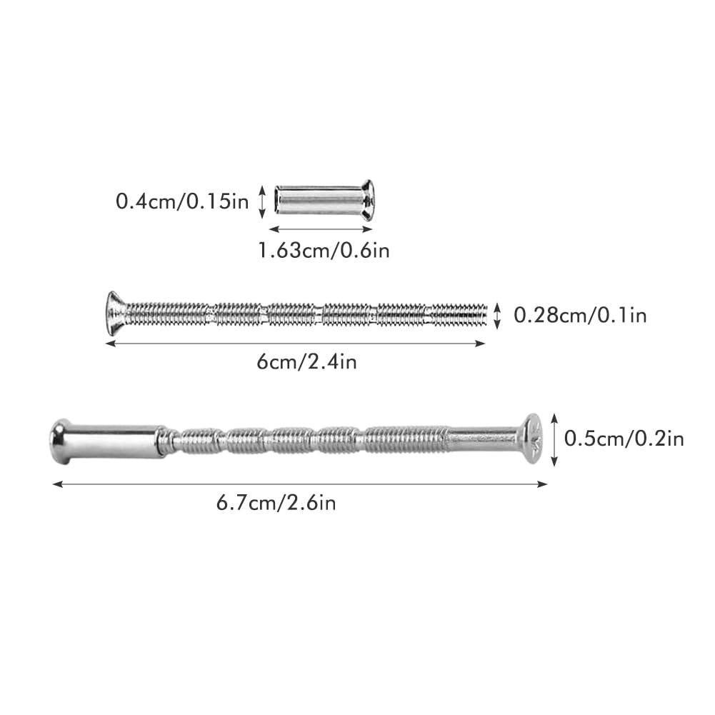 30 Sets M3 Türgriff Befestigungsschrauben Mit Hülsen – Vernickelt, Länge 60 Mm, Verstellbar Für Türen 35-60 Mm Dicke