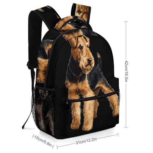 Airedale Terrier Dog Unisex Backpack Casual Daypacks Lightweight Shoulders Bag for Camping Hiking Travel2
