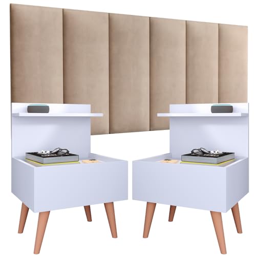 Kit completo para Quarto Casal Cabeceira Julia 1.40 Padrão com Me...