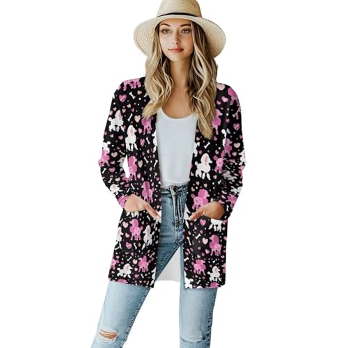 Womens Open Front Cardigan Long Sleeve Loose Cardigans Animal Print Sweater Lightweight Jacket Tops2