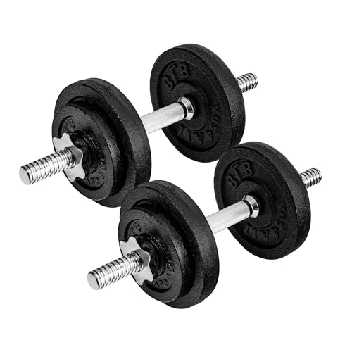 Yes4All 50lbs Pair Cast Iron Weights Adjustable Dumbbell Sets for Home Gym with Bars, Plates...