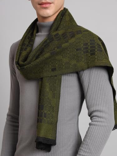 Image of Ravaiyaa - Attitude is everything Men's Geometric Pattern Casual Muffler Winter Wool Long Scarf 72 inchx14 inch Inch (Green)