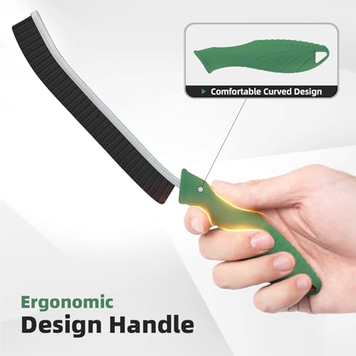 Image of FOOGWEE Hard Bristle Crevice Cleaning Brush - Cleaning Supplies - Grout Cleaning Brushes for Household Use - Crevice Cleaning Tool for Bathroom, Home and Kitchen (3, Green)