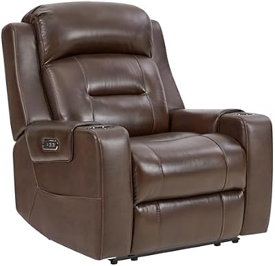 Watson & Whitely Oversized Genuine Leather Power Recliner Chair, Dark Brown - best large chairs