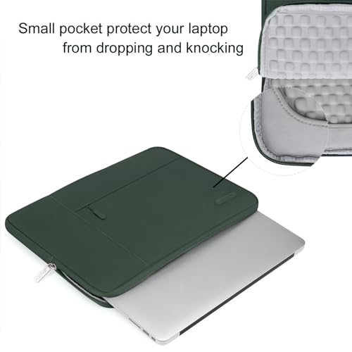Image of MOSISO Laptop Case 13.3 inch, 13-13.3 inch Laptop Sleeve with Handle Compatible with MacBook Air /Pro 13 /Pro 14 M5 M4 M3 M2 M1,HP Dell ASUS Lenovo, Polyester Multifunctional Computer Bag,Midnight Green