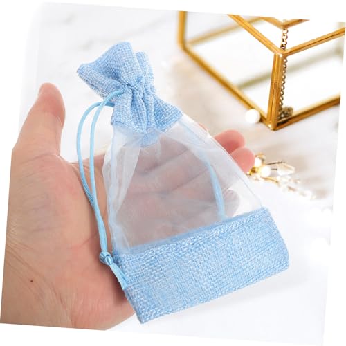 Cabilock 10 bolsas de lino para flores secas azul miniatura 5