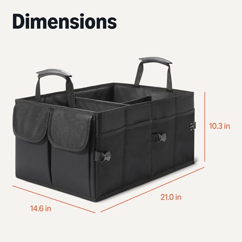 Amazon Basics Trunk Organizer for Car, Multi-Compartment Car Storage, Foldable, 13.5 Gallon, Black - Image 6