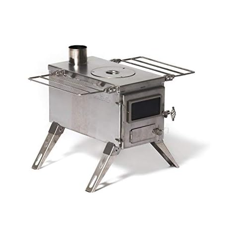 Winnerwell Nomad Medium Tent Stove | Tiny Portable Wood Burning Stove for Tents, Shelters, and Camping | 800 Cubic Inch Firebox | Precision Stainless Steel Construction | Includes Chimney Pipe Cover
