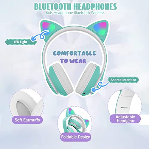 Bluetooth kopfhörer Kinder,Mädchen Katzenohr Kopfhörer Over-Ear mit LED-licht Faltbare Stereo Kopfhörer Bluetooth… - Image 6