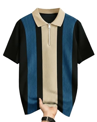 Image of AUSK Men's Premium Polo Tshirt | Cotton Rich Fabric | Zip Collar Tshirts | Half Sleeves | Engineered Knit Design | Regular Fit