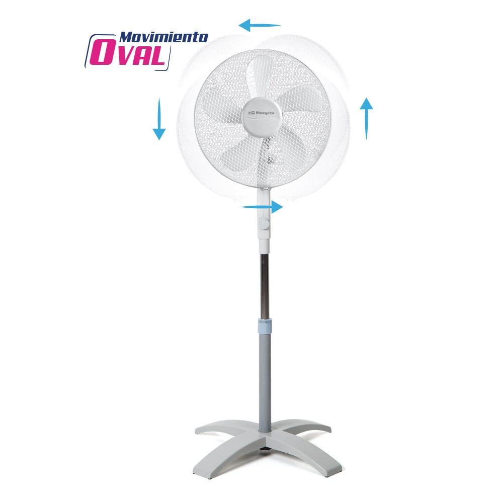 Orbegozo SF 0440 – Ventilador de pie con movimiento oval, 3 velocidades, 40 cm de diámetro, cabezal orientable, altura regulable, 60 W