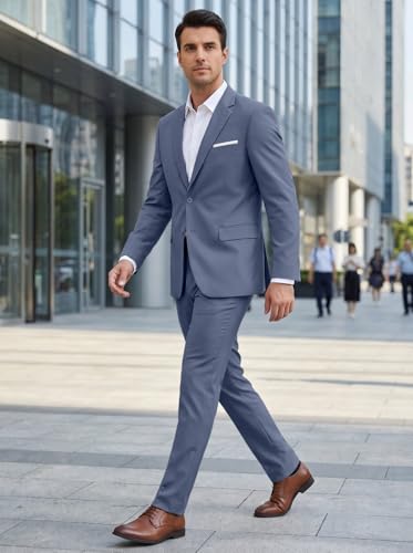 Image of Mens 2 Piece Suit Slim 2 Button Prom Suit Jacket Pants Tuxedo Set