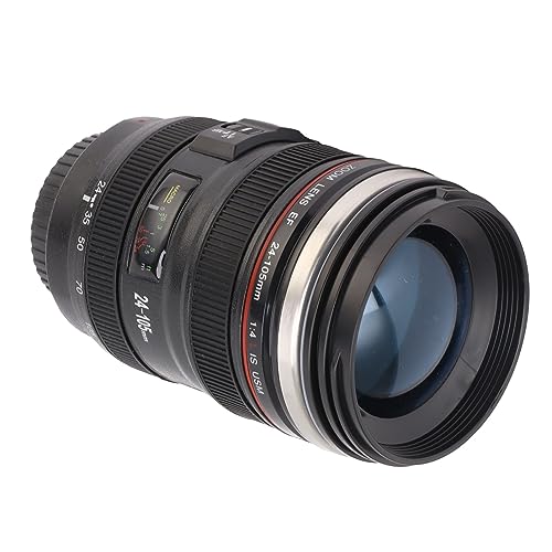 Opiniones de Termo en Forma de Lente de Camara los mejores 5. 40 Taza de Lente de Cámara, 400ml, Acero Inoxidable y ABS, Réplica EF 24-105mm, Multifuncional, para Café