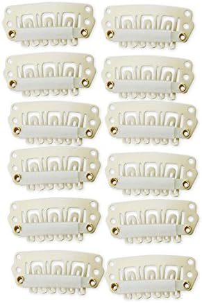 YONNA 12pcs U Shape Iron Snap Clips For Feather Hair Extensions Wigs Weft Beige Color