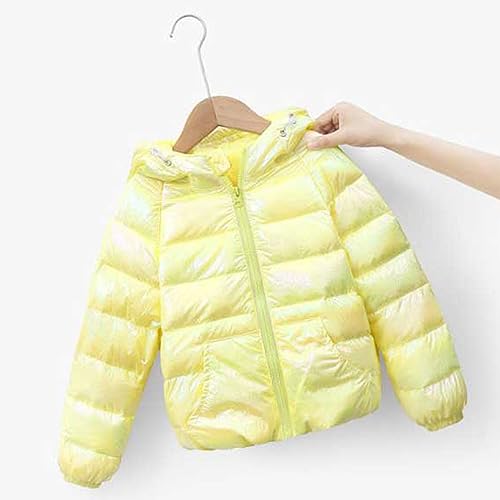Kids Cute Snowsuit Boys/Girls Cotton Jacket Autumn/winter Solid Color Letter Printing Colorful (Yellow, 3-4 Years)3