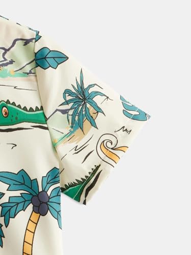 Image of TAGAS Boy's Striped Regular Fit Shirt (BS-Crocodile-White-7 8 Years)