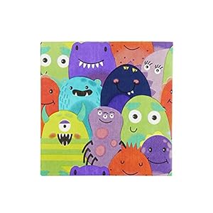 Smiffys 39681 Monster Servies, feestservetten x8, uniseks, volwassenen, meerkleurig, eenheidsmaat