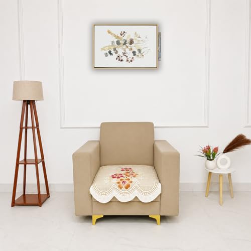 Image of Homerz Premium 'Surya Series' Sofa Cover | Stylish Sofa Protector | Net Fabric | Anti-Stain & Washable Slip Cover Exact Size Antislip (Exclusive Yellow, 1 Seater, Only Seat Cover)