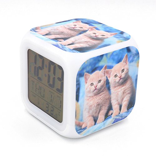 Boyan New British Shorthair Cat Kitty Led Alarm Clock Desk Clock Calendar Snooze Glowing Led Digital Alarm Clock For Unisex Adults Kids Toy Gift #TOP1