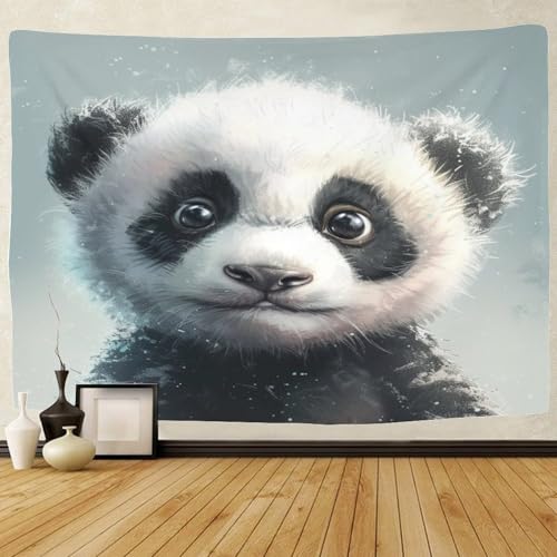 Couverture murale panda 3D KAYZTGSDA 180x230 en polyester doux - 2