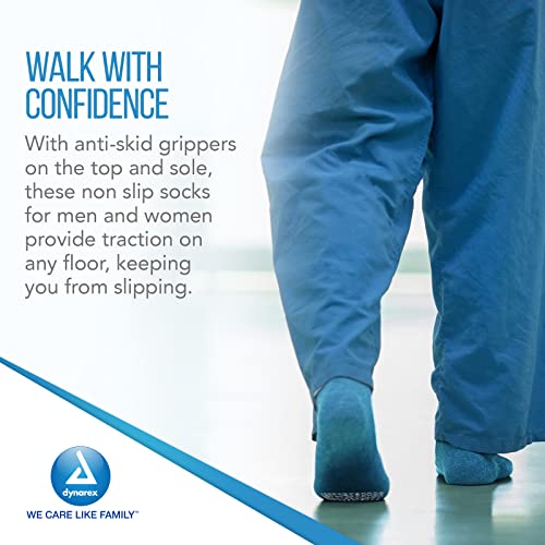 Dynarex Double Sided Non-Skid Socks - Non-Slip Hospital Slipper Socks with Grips, Unisex - Polyester-Spandex Blend - Warm, Fuzzy, No Latex - 3X-Large, 48 Pairs per Case4