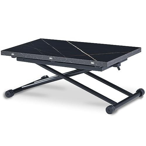 INTENSE DECO Table Basse relevable Philadelphia Effet céramique Noir