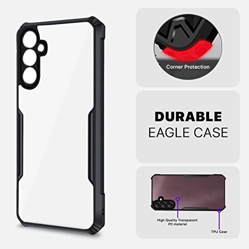 Image of Pikkme Samsung Galaxy A14 4G / A14 5G Back Cover | Crystal Clear Transparent Back | Ultra Hyrbid | Full Camera Protection | Raised Edge | Bumper Back Case (Plastic, Black)