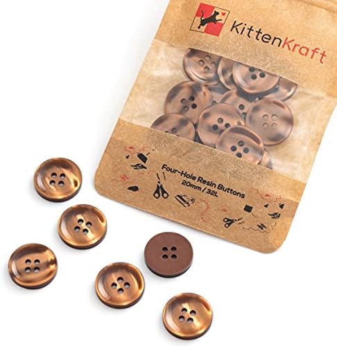 Kitten Kraft 20mm Buttons (4/5 inch, 32L) 10 or 20 Pcs Round Large 4-Hole Resin, 20 Colours, Haberdashery for Crafting, Sewing, Replacement, Knitting Handmade Baby Cardigans (Sweet Pink, 10 Buttons)